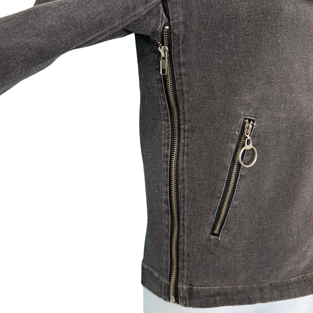 Katz Charcoal Gray Asymmetrical Zipper Pockets Moto Biker Jacket Size 34 / XS - Picture 12 of 13